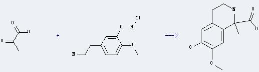 Phenol,5-(2-aminoethyl)-2-methoxy-, hydrochloride (1:1) can react with 2-oxo-propionic acid to get 6-hydroxy-7-methoxy-1-methyl-1,2,3,4-tetrahydro-isoquinoline-1-carboxylic acid